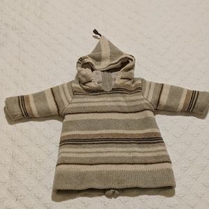 Bonpoint 12 M Beige striped wool coat